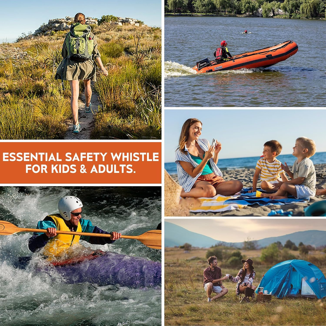 Emergency Survival Whistles, 2 Pack Double Tube Waterproof Safety Whistle with Lanyard