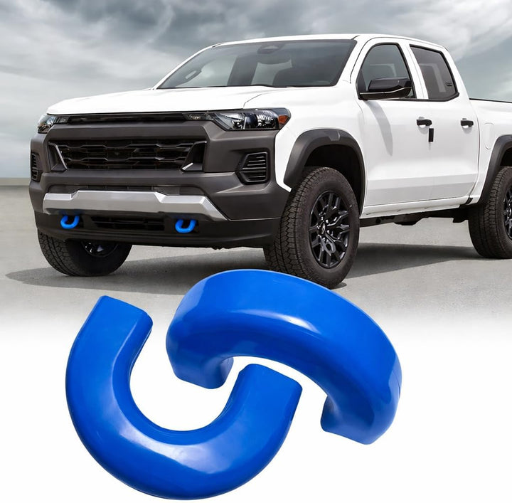 Tow Hook Covers Compatible with Chevy Colorado Trailboss 2015-2026 & GMC Canyon 2015 2016 2017 2018 2019 2020 2021 2022 Accessories(Not Fit 2023-2026 Colorado Z71 ZR2) - Upgrade Design, Rubber (Blue)