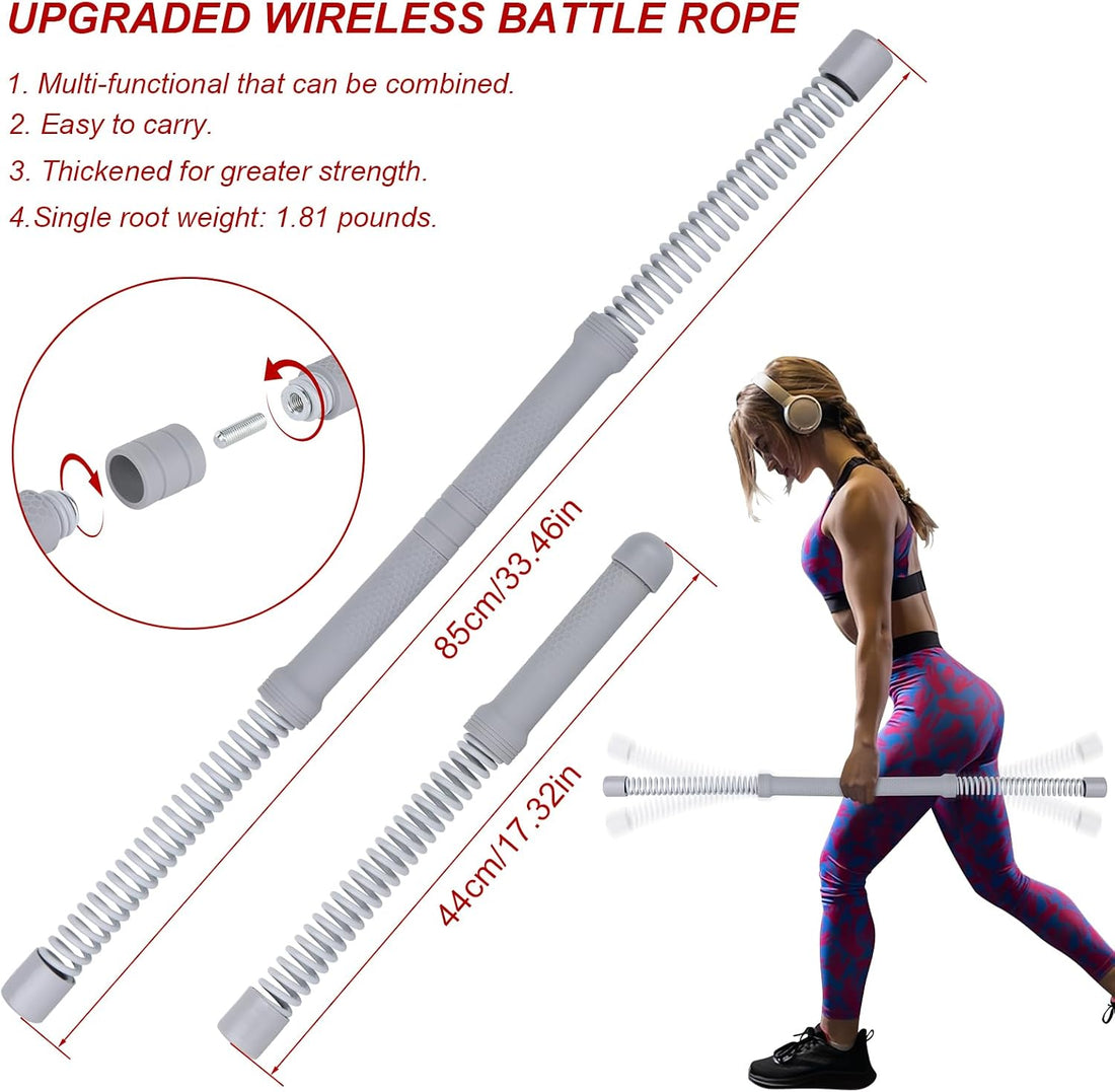 Ropeless Battle Ropes for Home Gym – 2Pcs Portable with Non-Slip Gloves