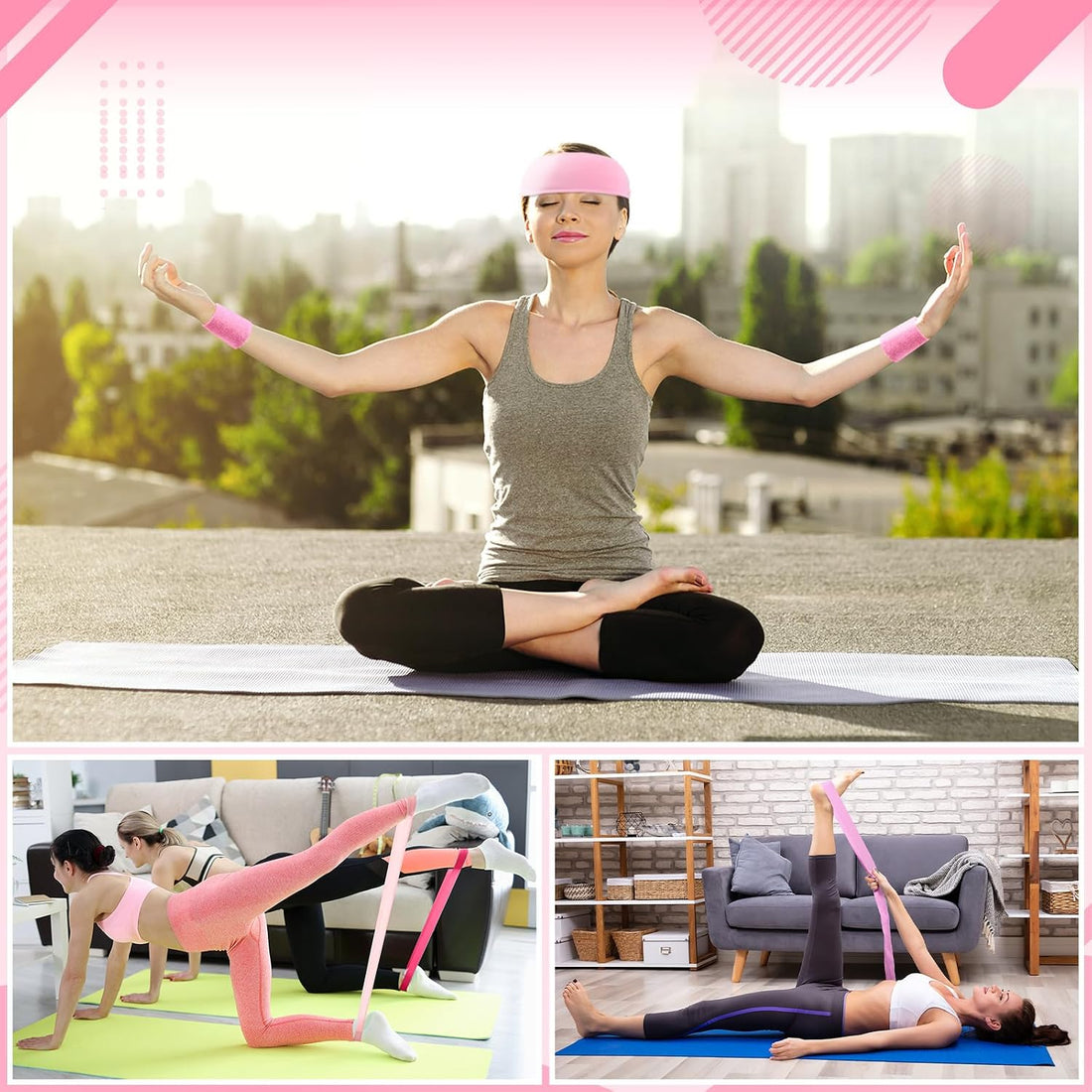 17 Pcs Home Pilates Kit with Resistance Bands 6 Tube Pedal Puller Resistance Band Set for Women Weight Loss Leg Training Workout Equipment Gym Exercise Equipment Beginners Yoga