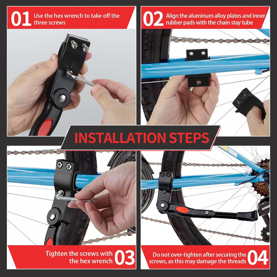 Adjustable Bike Kickstand Compatible with Nishiki, Bicycle Side Kickstand, Aluminum Alloy Bike Kick Stand, Easy to Install, for 22 24 26 Inch Mountain Bikes, MTB and Road Bikes Accessories, Black