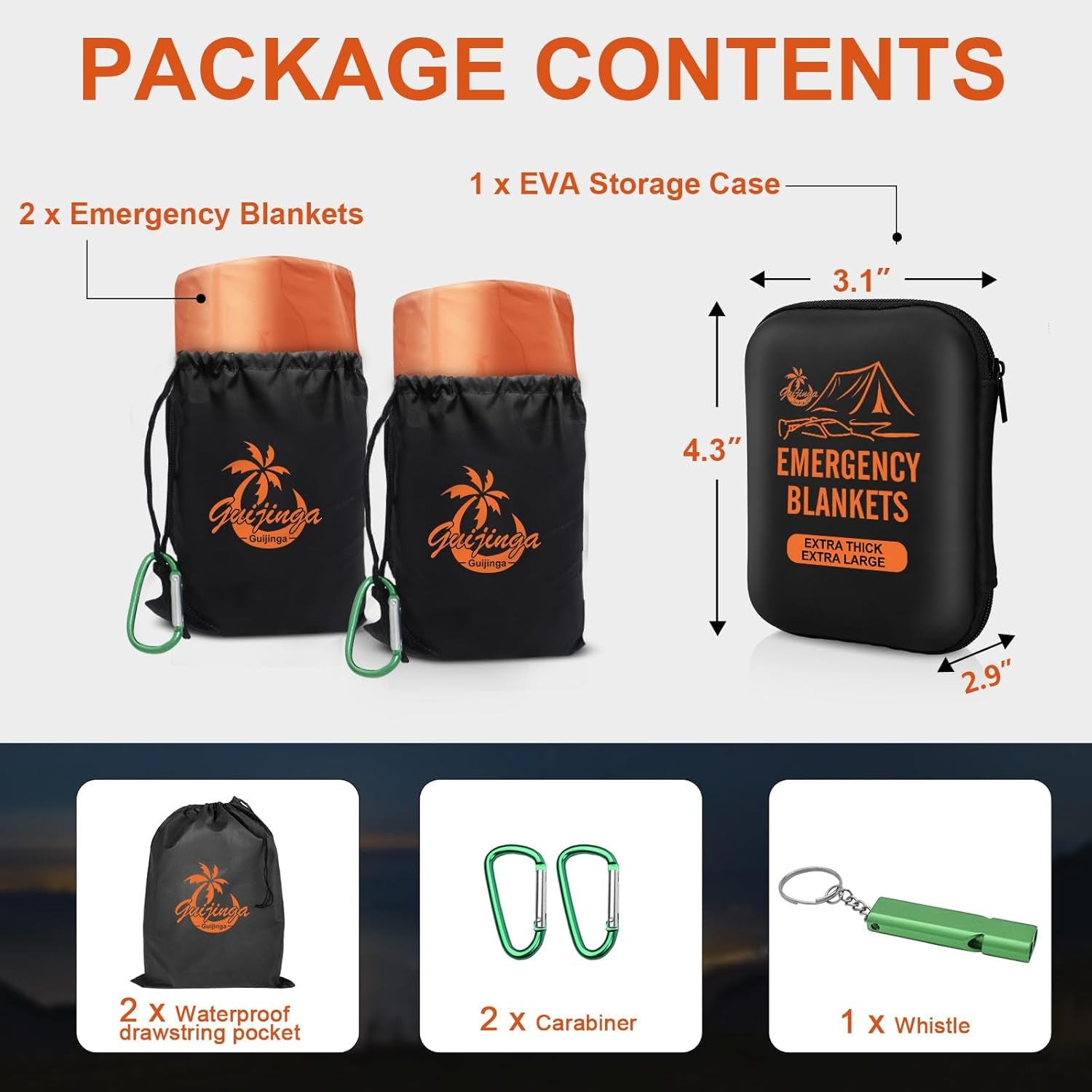Emergency Blankets for Survival 2-Pack, Extra Thick Large Space Blankets