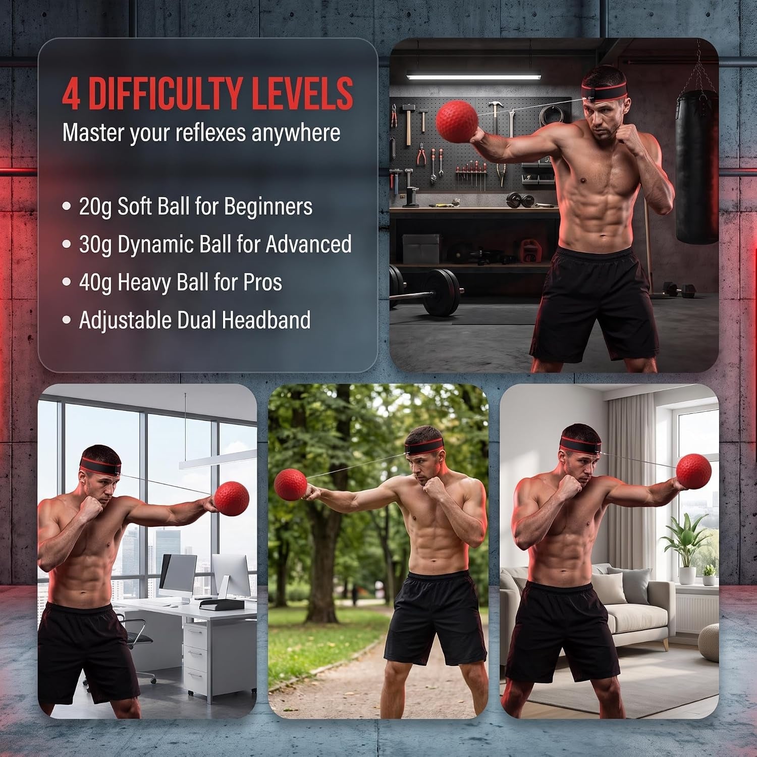 Boxing Reflex Ball with 2 Adjustable Headbands