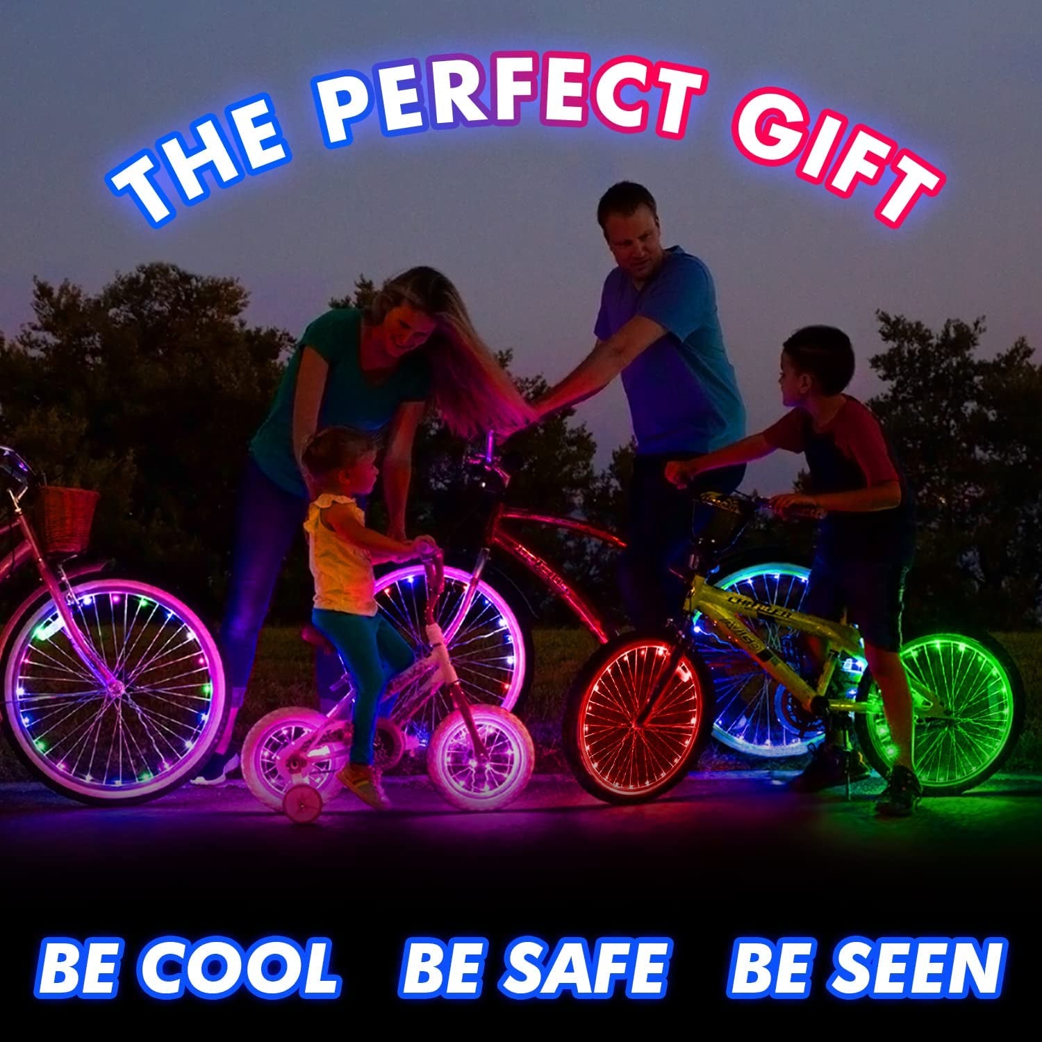 2-Tire Pack LED Bike Wheel Lights with Batteries Included, Get 100% Brighter and Visible from All Angles for Ultimate Safety and Style