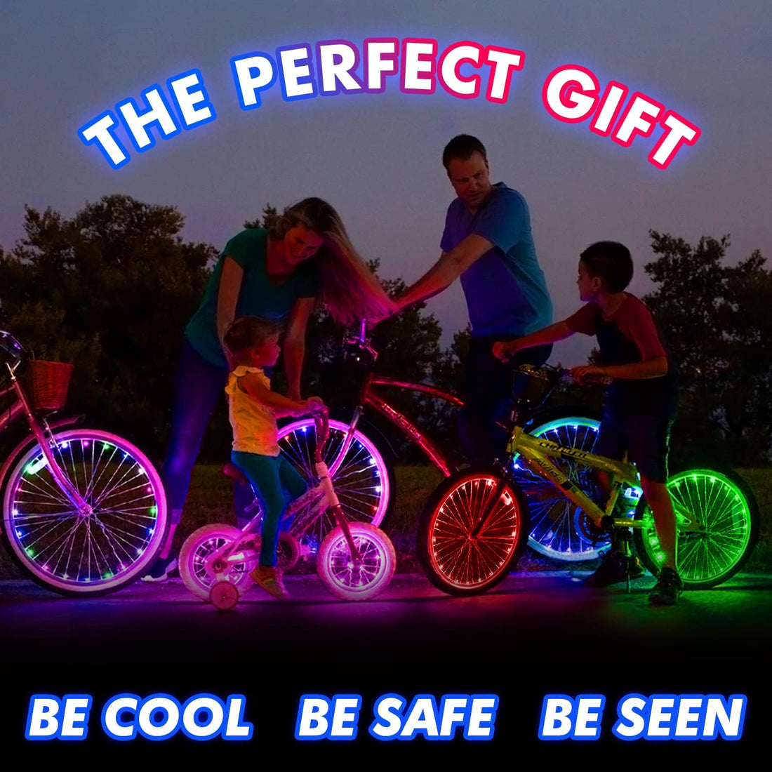 2-Tire Pack LED Bike Wheel Lights with Batteries Included, Get 100% Brighter and Visible from All Angles for Ultimate Safety and Style