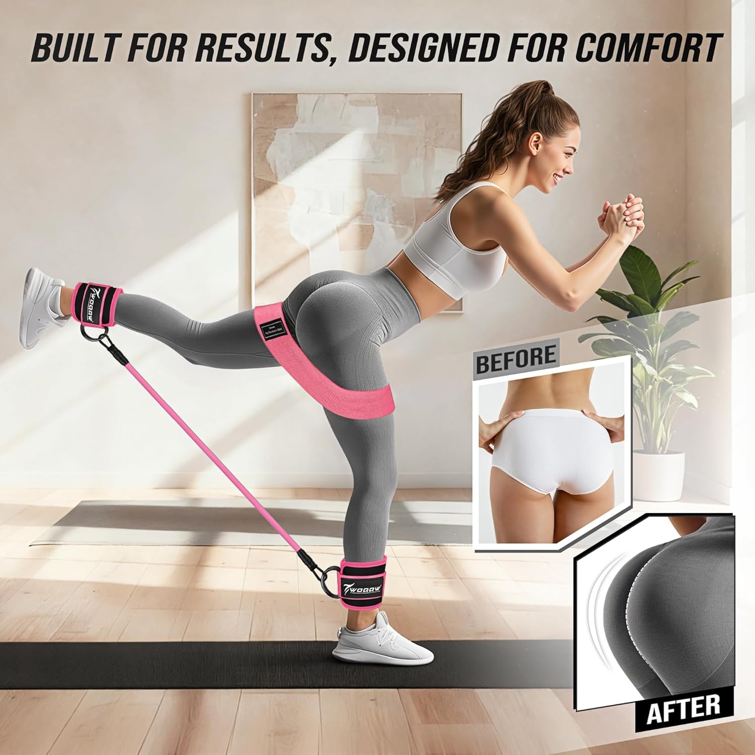 Ankle Resistance Bands with Cuffs & Booty Bands Set for Legs & Glutes
