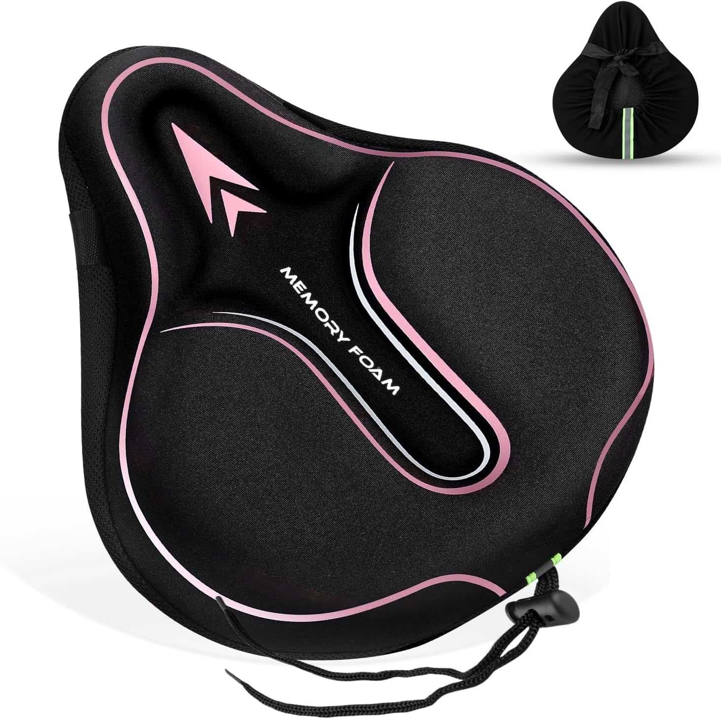 Memory Foam Bike Seat Cover Padded, Soft Bike Cushion for Men & Women, Comfortable Bike Accessories for Bike, Outdoor Indoor Cycling