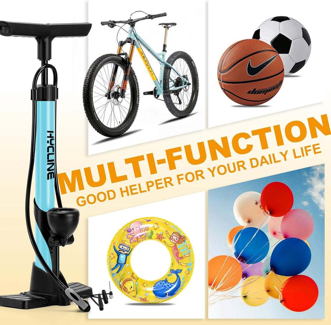 Bike Floor Pump with Gauge: 160 PSI High Pressure Bicycle Pumps
