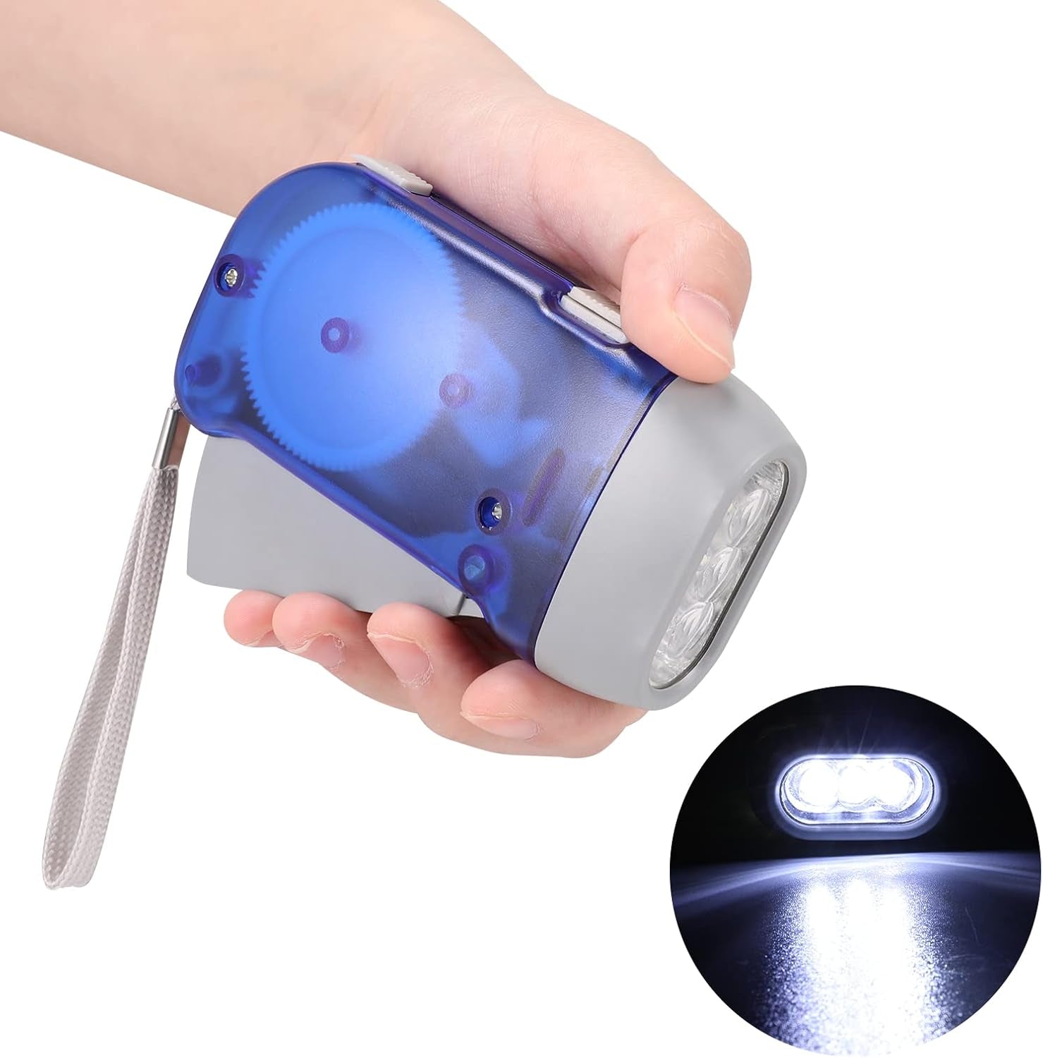 8 Pack Hand Crank Emergency Flashlight, No Battery Required, 3 LED Lights