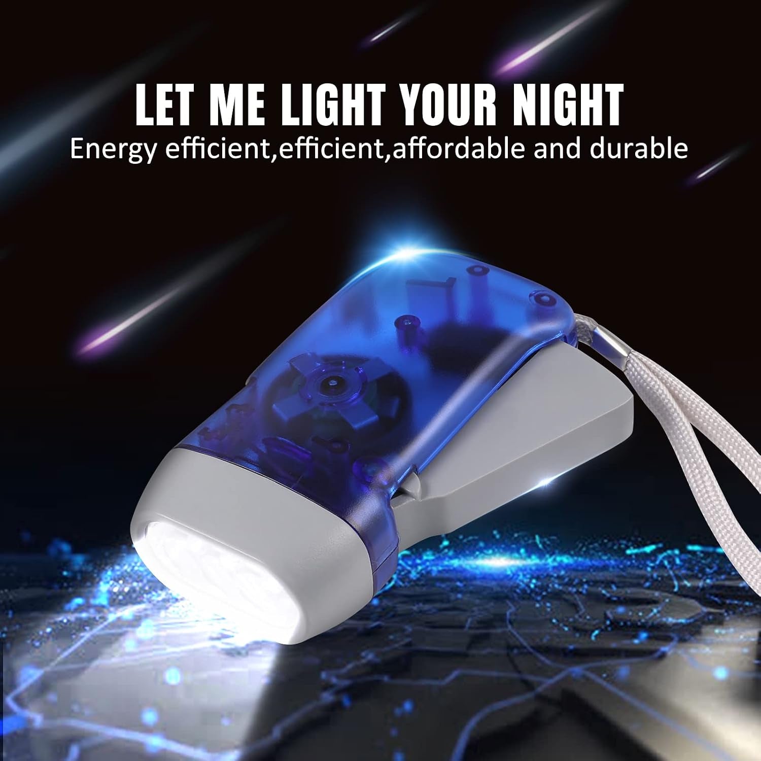 8 Pack Hand Crank Emergency Flashlight, No Battery Required, 3 LED Lights