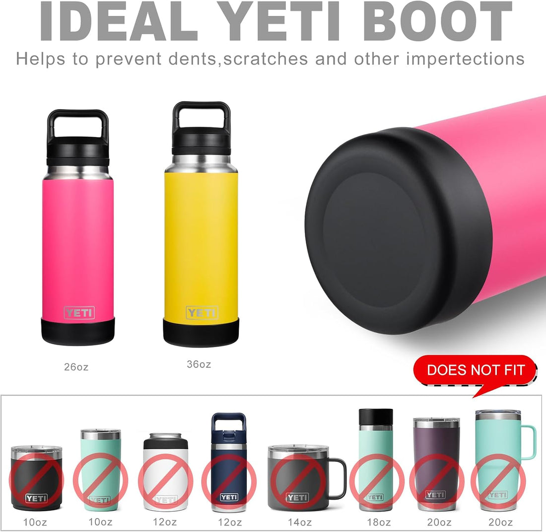 Silicone Boot for YETI Rambler 26 Oz, Anti-Slip Base, Quiet, Black