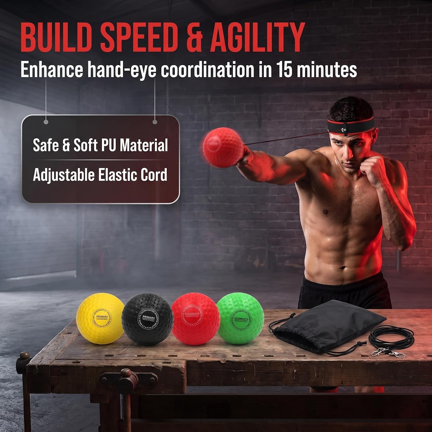 Boxing Reflex Ball with 2 Adjustable Headbands