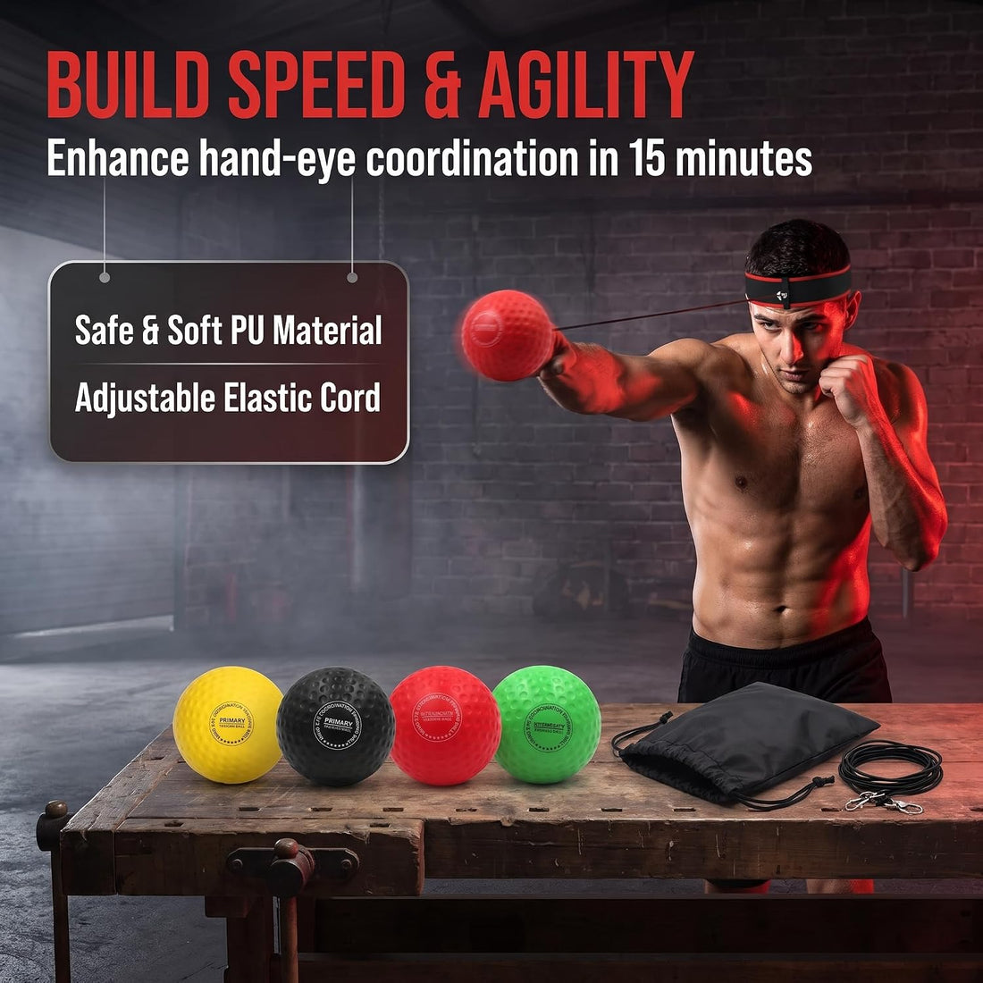Boxing Reflex Ball with 2 Adjustable Headbands