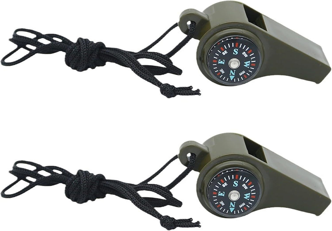 2 Pack Emergency Survival Whistle, 3-In-1 Loud Safety Whistles