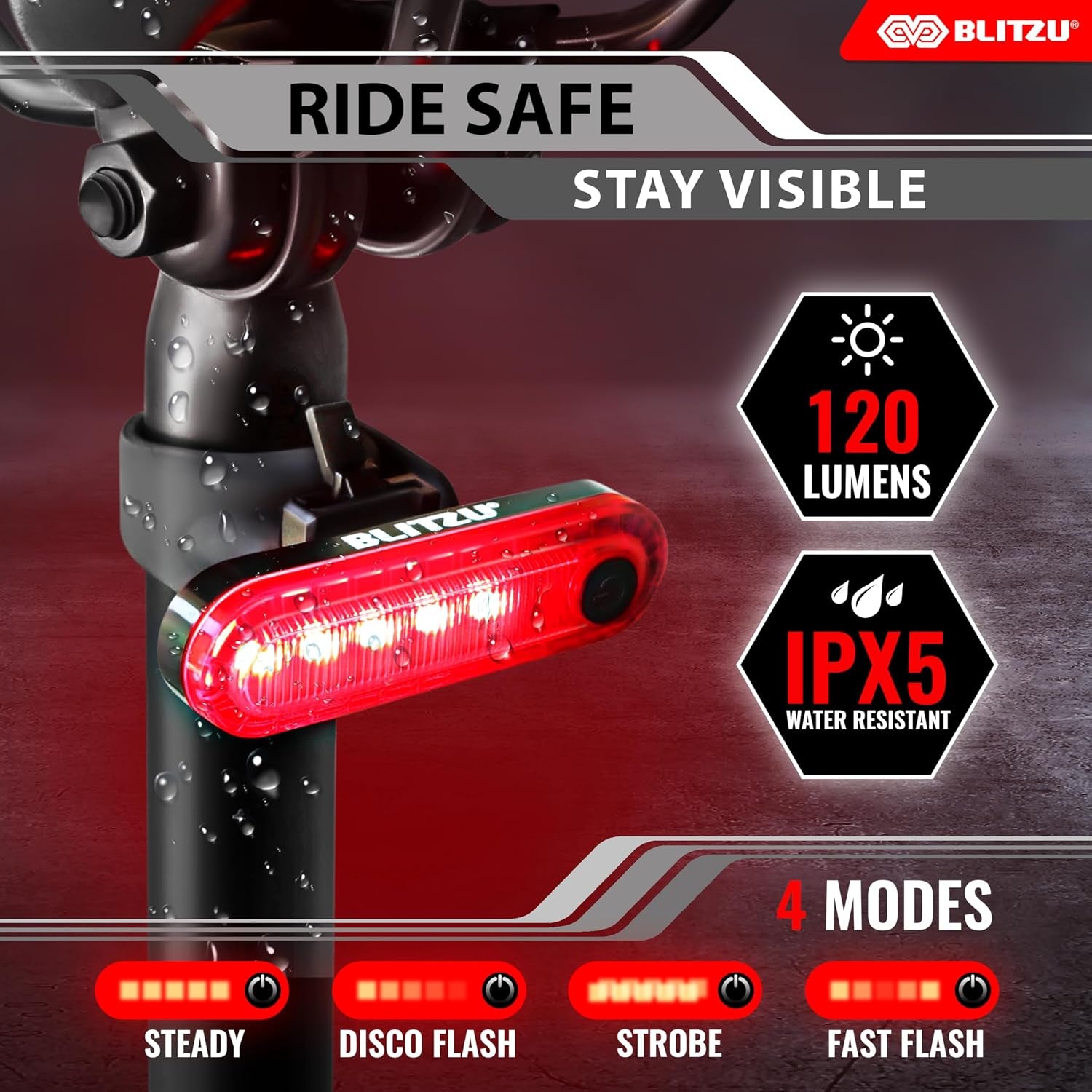 USB-C Rechargeable Bike Lights Set, LED Bicycle Front & Rear Light