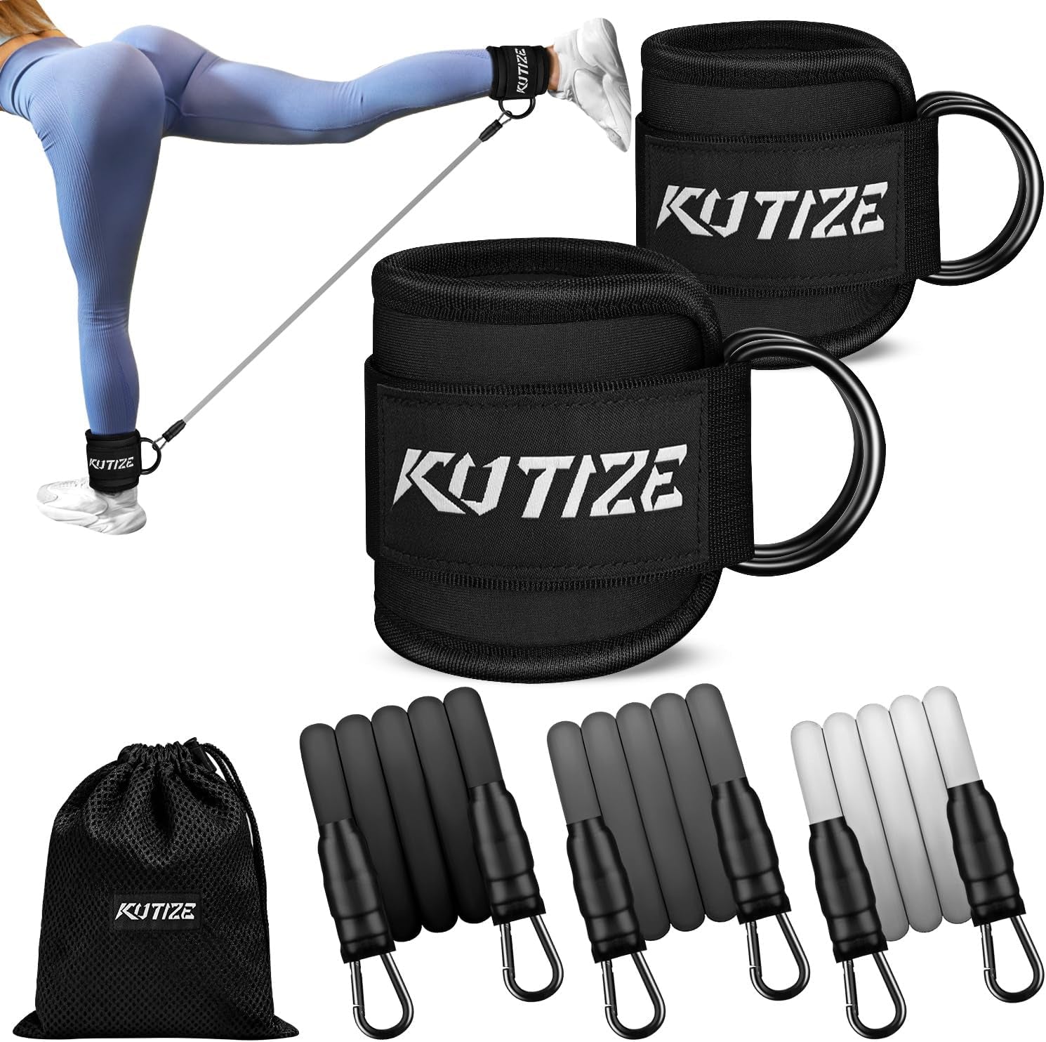 Ankle Resistance Bands for Legs, Booty Bands with Ankle Straps for Women