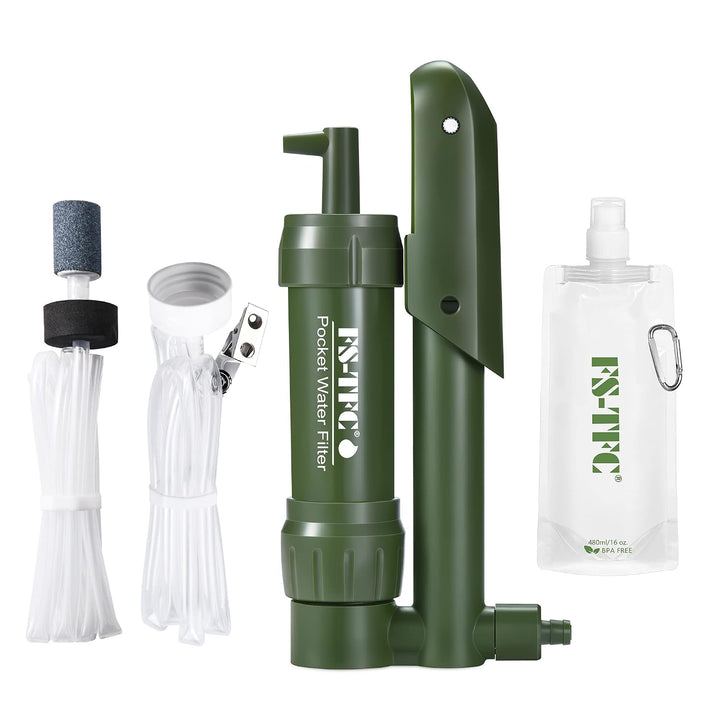 Pocket Water Filter Survival 0.01 Micron Water Purifier Emergency Survival Gear for Drinking Backpacking Hiking Camping Outdoor Filtration