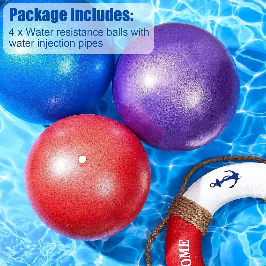 4 Pcs Water Resistance Ball 10 Inches Pool Workout Equipment