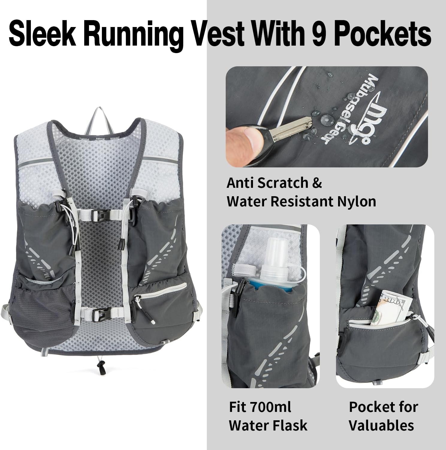 Lightweight Running Vest for Women and Men Hydration Backpack Pack with 1.5L Water Bladder Bag Running Gear Accessories for Hiking Trail Cycling Marathon