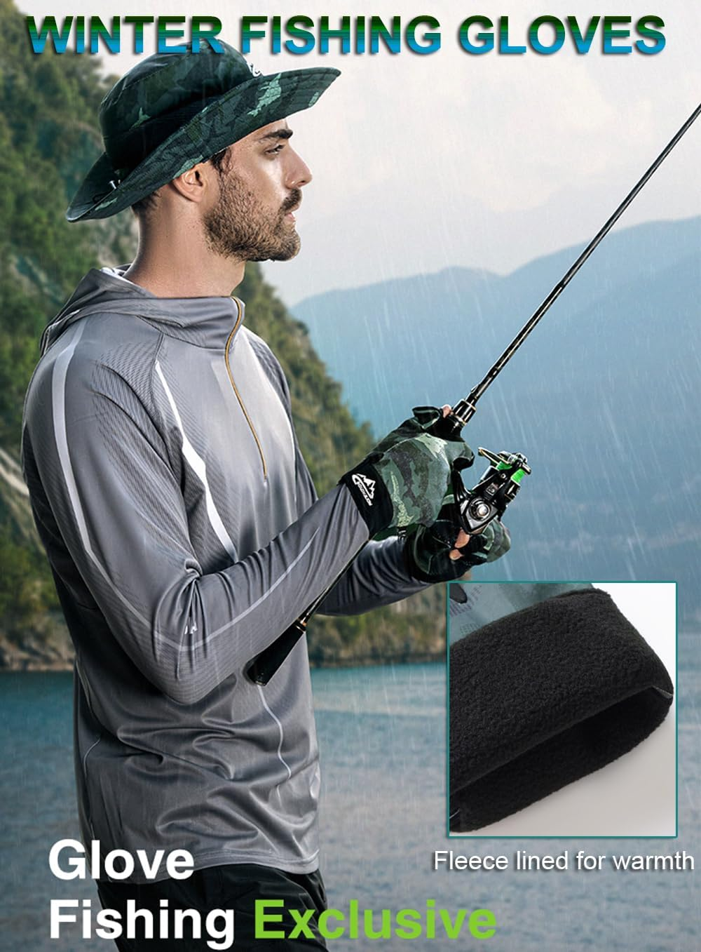 Fishing Gloves Men & Women, Ice Fishing Gear Hunting Gloves for Men Cold Weather, Kayak Gloves Fly Fishing Gear Cold Weather Hunting Gear